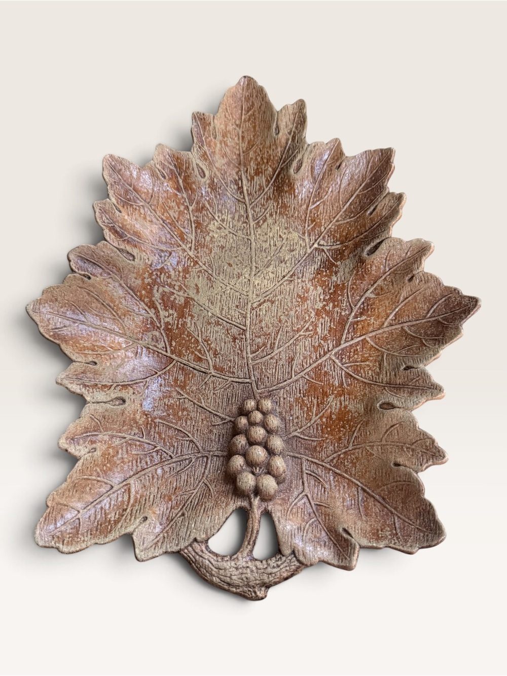 Vintage Multi Products Inc Faux Wood Grape Leaf Serving Tray Mid Century